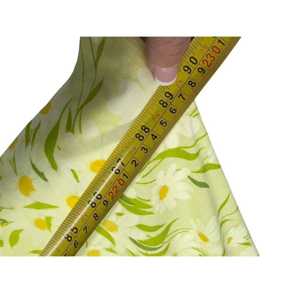 Vintage 70s Yellow Daisy Floral Flat Sheet Rectangle 100x62 Retro Cottagecore